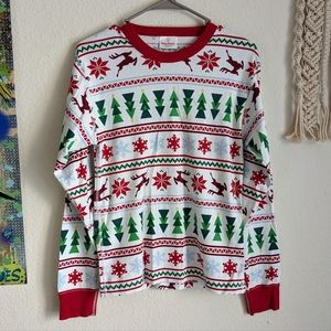 Hanna Andersson Adult Holiday Winter Christmas PJ Pajama Top Organic Cotton Sz S